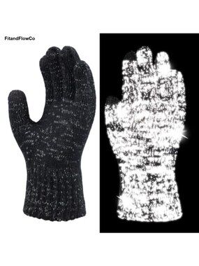 Reflective Winter Running Gloves Touch Screen Knit Warm Gloves